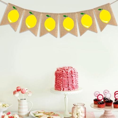 Lemonade Party Banner - 9.6ft Burlap Decoration for Summer Events