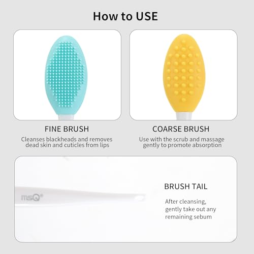 MSQ 5 PCS Double-Ended Silicone Lip Scrub Brush and Nose Cleaner