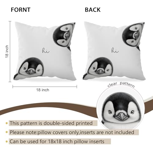 HONLUNG Penguin Throw Pillow Cover, 18x18 Inch Soft Flannel Case