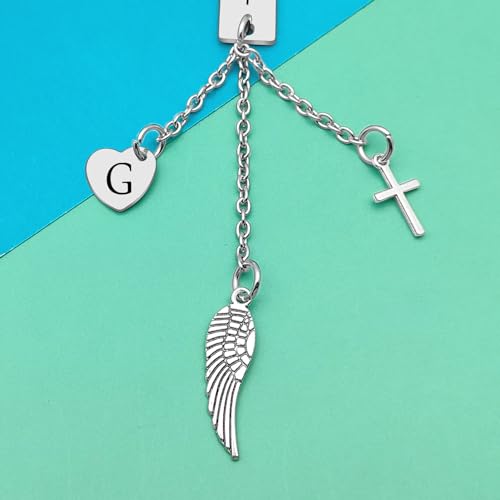 Christian Initial G Rear View Mirror Ornament - Psalm 91:11