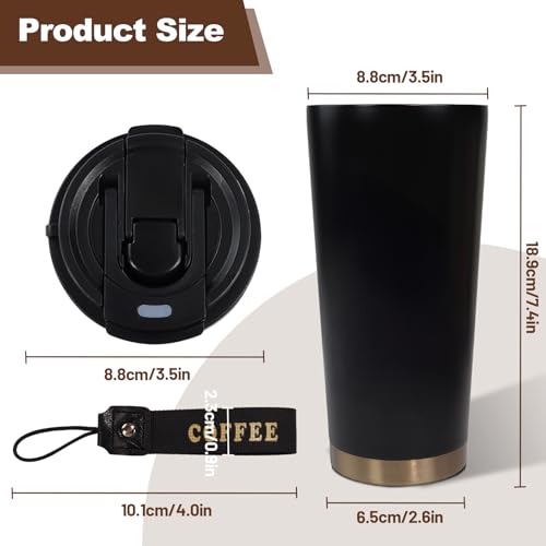 DITOSH 17.9oz Insulated Travel Coffee Mug, 316 Stainless Steel, Black
