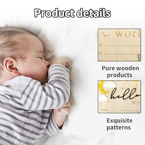 Wooden Baby Announcement Sign - Hot Air Balloon Design, 5.9 Inch