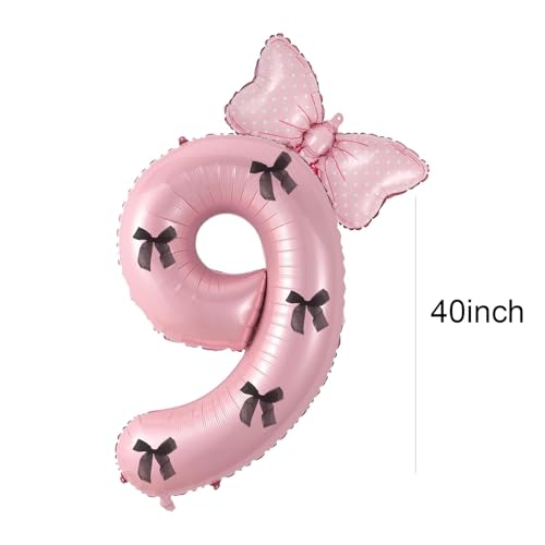 Pink and Black Number 9 Balloon Set for Birthday Decorations