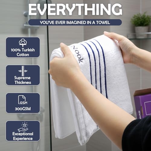 Hzesyd Oversized Turkish Cotton Hand Towel - 20x39 Inch White Luxury Towel