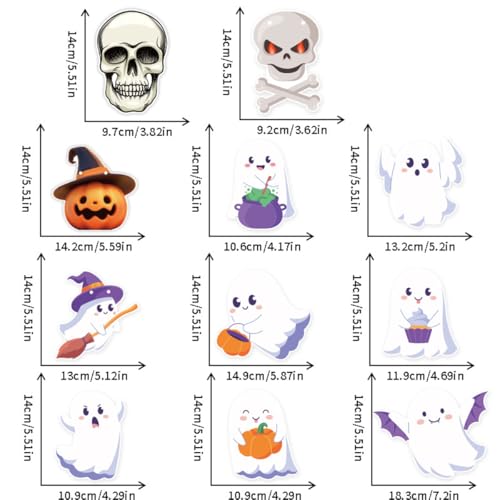 Cute Halloween Banners Set - 4pcs Pumpkin Ghost Skull Decor