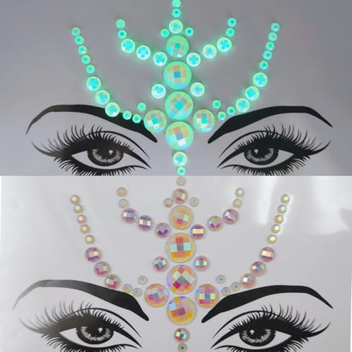 Topz Glow in the Dark Face Jewels Festival Makeup Self Adhesive Gems