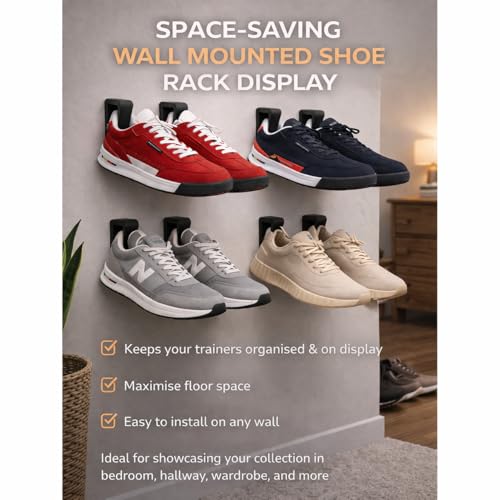LUDU Wall-Mounted Shoe Rack - 2-Pack Space Saving Organizer for RV, Closet & Dorm
