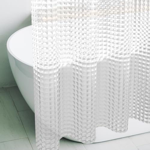 Eazzier Bath 72x72 Inch Crystal Clear Shower Curtain Liner - Lightweight, Water-Repellant with Rustproof Grommets & Weighted Magnets