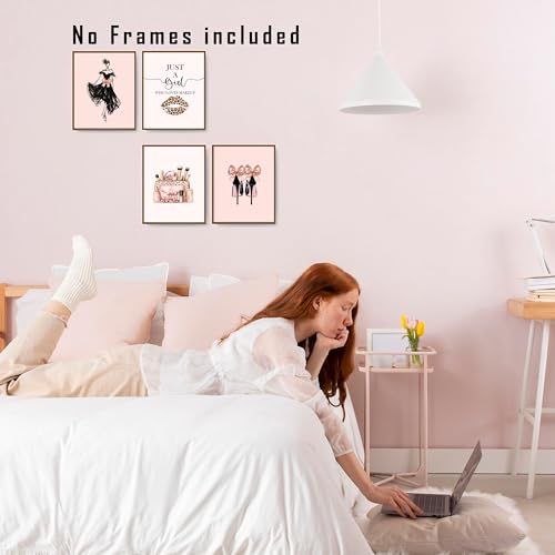 FITIE Pink Leopard Wall Art Prints Set, 8x10 Unframed Aesthetic Posters