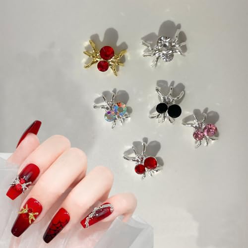 BUNLVDI 30Pcs Punk Style Halloween Spider Nail Charms & Gems