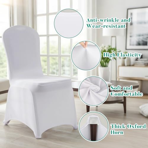 MAQIHAN White Spandex Folding Chair Covers 3PCS - Elastic Wedding & Event Seat Protectors