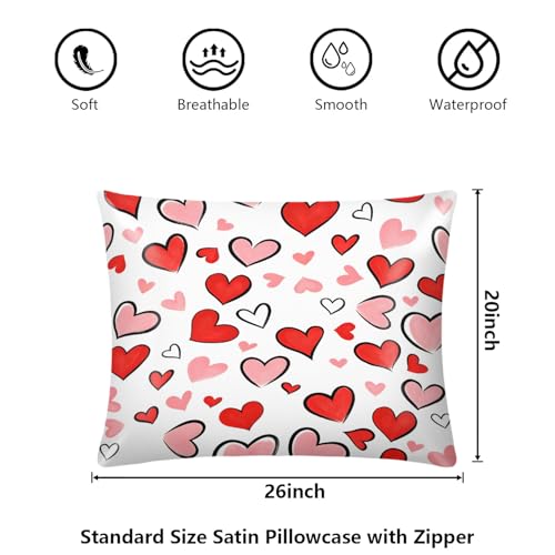 Satin Pillowcase for Hair and Skin - Standard 20x26 Silk Pillow Case with Zipper