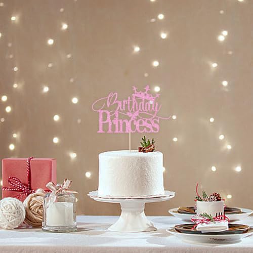 Glitter Princess Cake Topper for Girls Birthday Party Decor