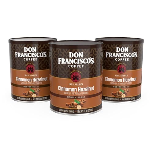 Don Francisco's Cinnamon Hazelnut Flavored Coffee - Medium Roast, 10 OZ Pack of 3