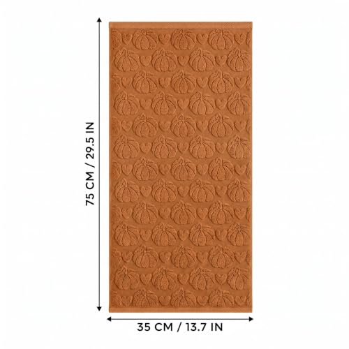 Artoid Mode 3D Heart Pumpkin Jacquard Hand Towel, 100% Cotton, Caramel, 13.7" x 29.5"
