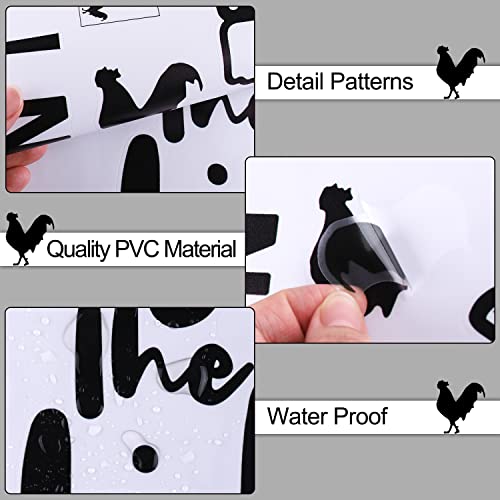 LiveGallery 3-Piece Funny Rooster Toilet Seat Decal Set for Bathroom Decor