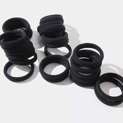 Black Hair Ties 200PCS - Seamless No Damage Elastic Hair Bands for Thick Hair