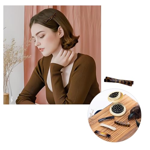 Retro French Hair Barrette Clips for Fine Hair, 4-Piece Tortoise Shell Set