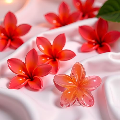 Red Plumeria Flower Hair Claw Clip Hawaiian Strong Hold Jaw Clip