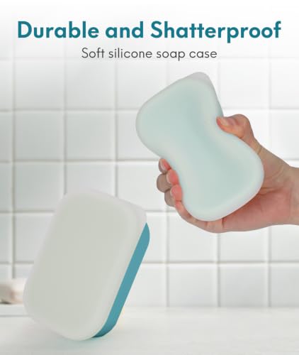 Quatish Compact Leakproof Silicone Travel Soap Case - Bluegreen