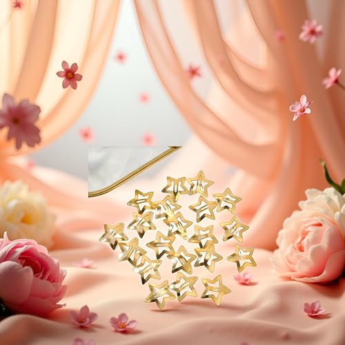 20-Piece Gold Star Metal Snap Hair Clips and Barrettes for Women