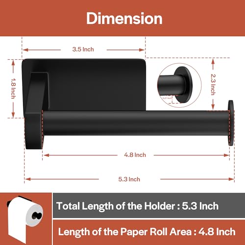 Empava Self-Adhesive Toilet Paper Holder Matte Black Ring, SUS 304 Stainless Steel