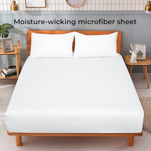 Royale Linens Queen Fitted Sheet - Ultra Soft Brushed Microfiber, White
