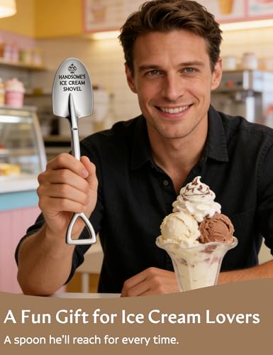 Ice Cream Spoon Gift for Men - Handsome's Ice Cream Shovel - Funny Secret Santa Present for Boyfriend Him