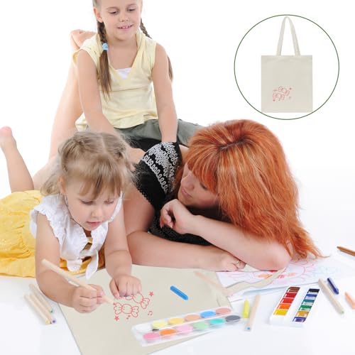 Beige Medium Canvas Tote Bag - Reusable Shopping Bag (6 Pack)