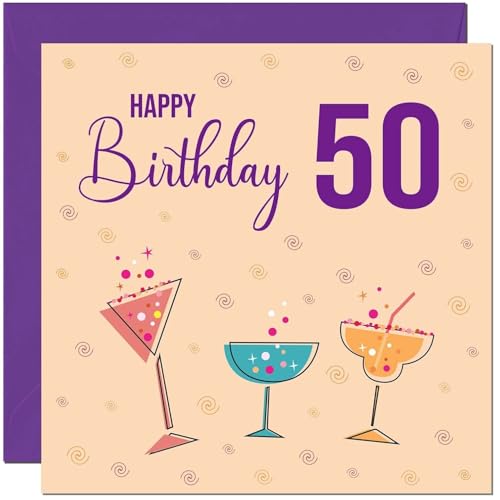 50th Birthday Card for Women - Cocktails - Eco-Friendly Design