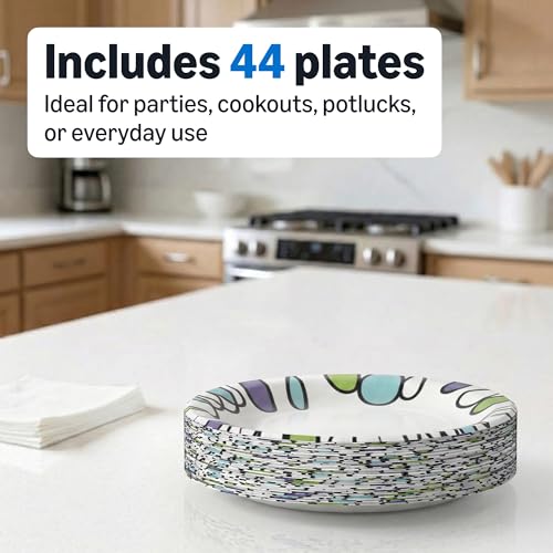 Amazon Basics 10-Inch Disposable Paper Plates, Extra Sturdy, 44 Count
