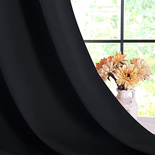NICETOWN Black Grommet Blackout Curtains 60"W x 84"L (Set of 2)