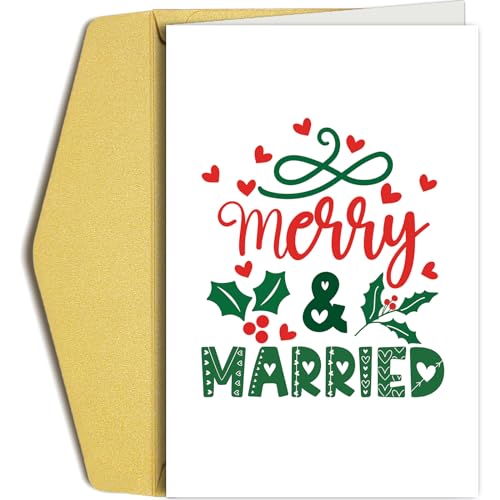 First Christmas Card for Newlyweds - Merry & Married Design