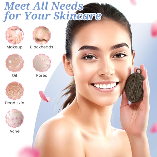 GEENOA Silicone Face Scrubber & Exfoliator Brush with Soft Bristles - Gray