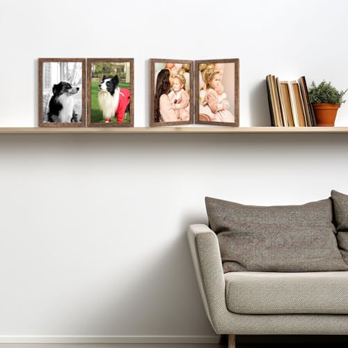 Double 4x6 Picture Frame - Brown MDF Tabletop Display
