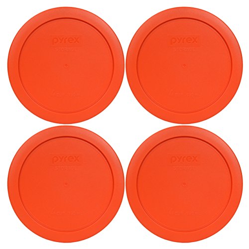 Pyrex 7201-PC Pumpkin Orange Food Storage Lids (4 Pack) - USA