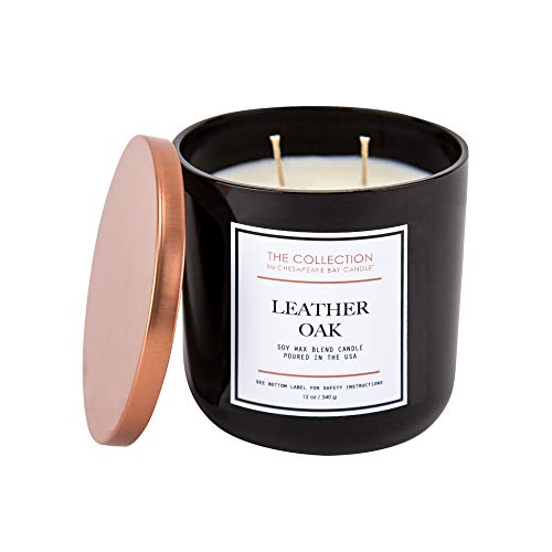 Chesapeake Bay Candle Leather Oak 2-Wick Soy Candle 12oz - Pack of 4