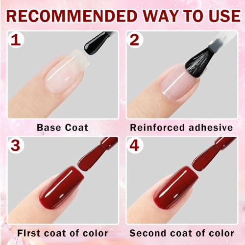 QIUFSSE Red Nail Polish Quick Dry Vegan Chip-Resistant High Gloss 0.43 fl oz