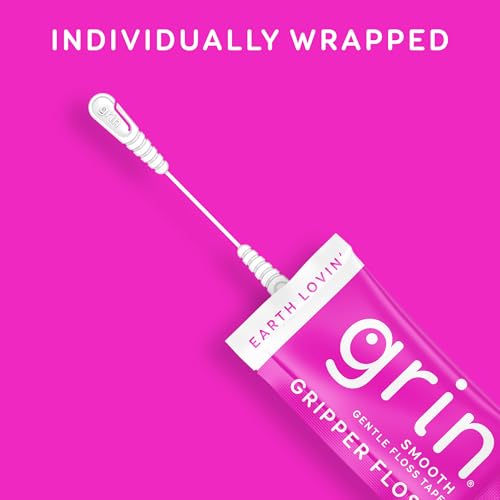 GRIN Gripper Floss Picks, Minty Smooth Dental Floss, 60 Count