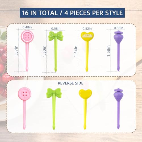 16 Pcs Cute Animal Fruit Picks for Kids Lunch Boxes