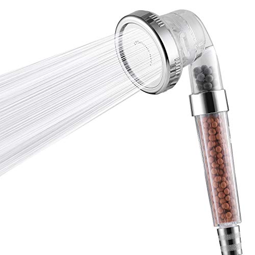 High Pressure Handheld Shower Head with Ionic Filter Beads - Transparent