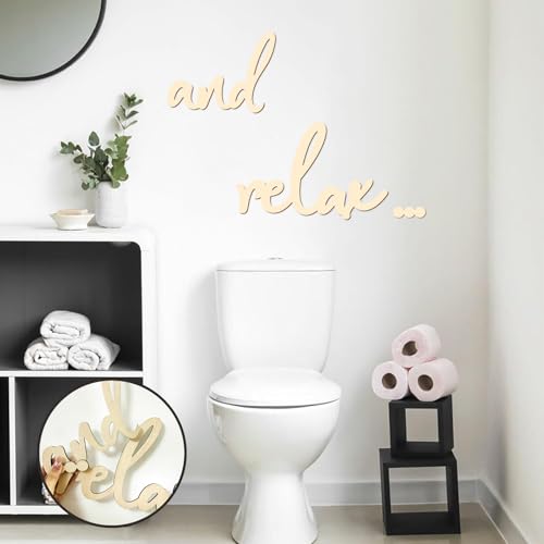 And Relax Wooden Bathroom Wall Art - Modern Rustic Decor