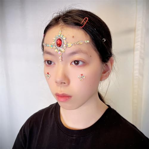 Topz Red Rhinestone Face Gems Self-Adhesive Crystal Jewels for Halloween Makeup & Festival Rave