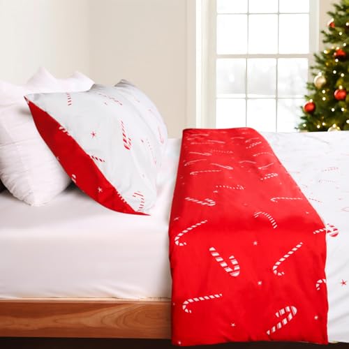 Christmas Duvet Cover Set Twin Size Microfiber Bedding with Zipper - Festive Print