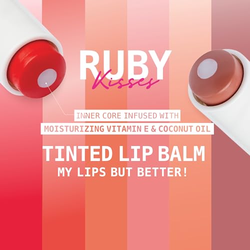 Ruby Kisses Tinted Lip Balm with Coconut Oil & Vitamin E - Red Sheer Color