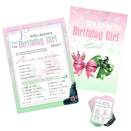 24 Interactive Witch-Themed Birthday Game Cards for Girls