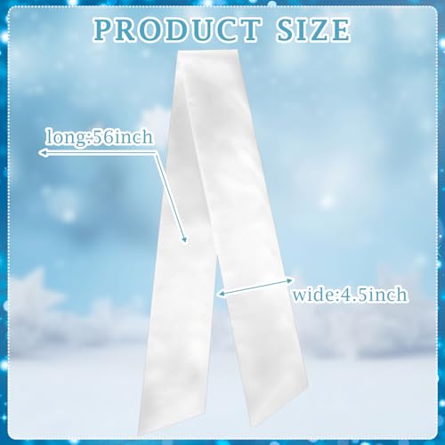 White Wreath Sash Ribbon with Satin Bow | 4.5'' x 56'' for DIY Decor