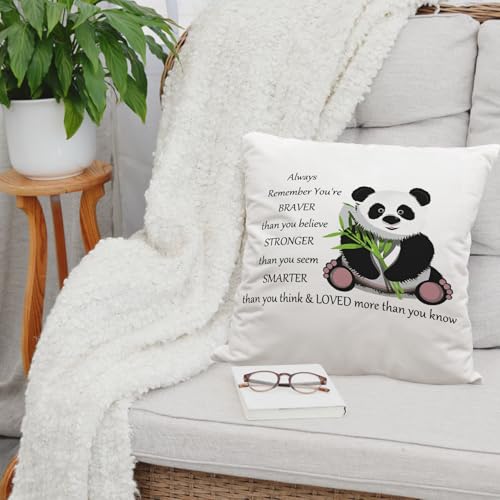 Braver Than You Believe Panda Throw Pillow Cover - 18x18 Inch Flannel Cushion for Home Decor