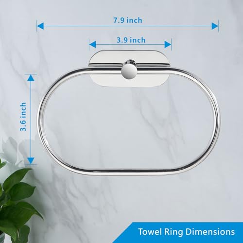 Self-Adhesive Stainless Steel Towel Ring - Modern Oval Design