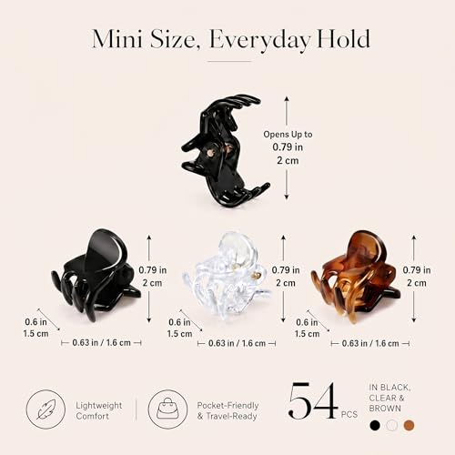 DZKZO 54Pcs Mini Hair Claw Clips 0.6 Inch Small Plastic Hair Clips